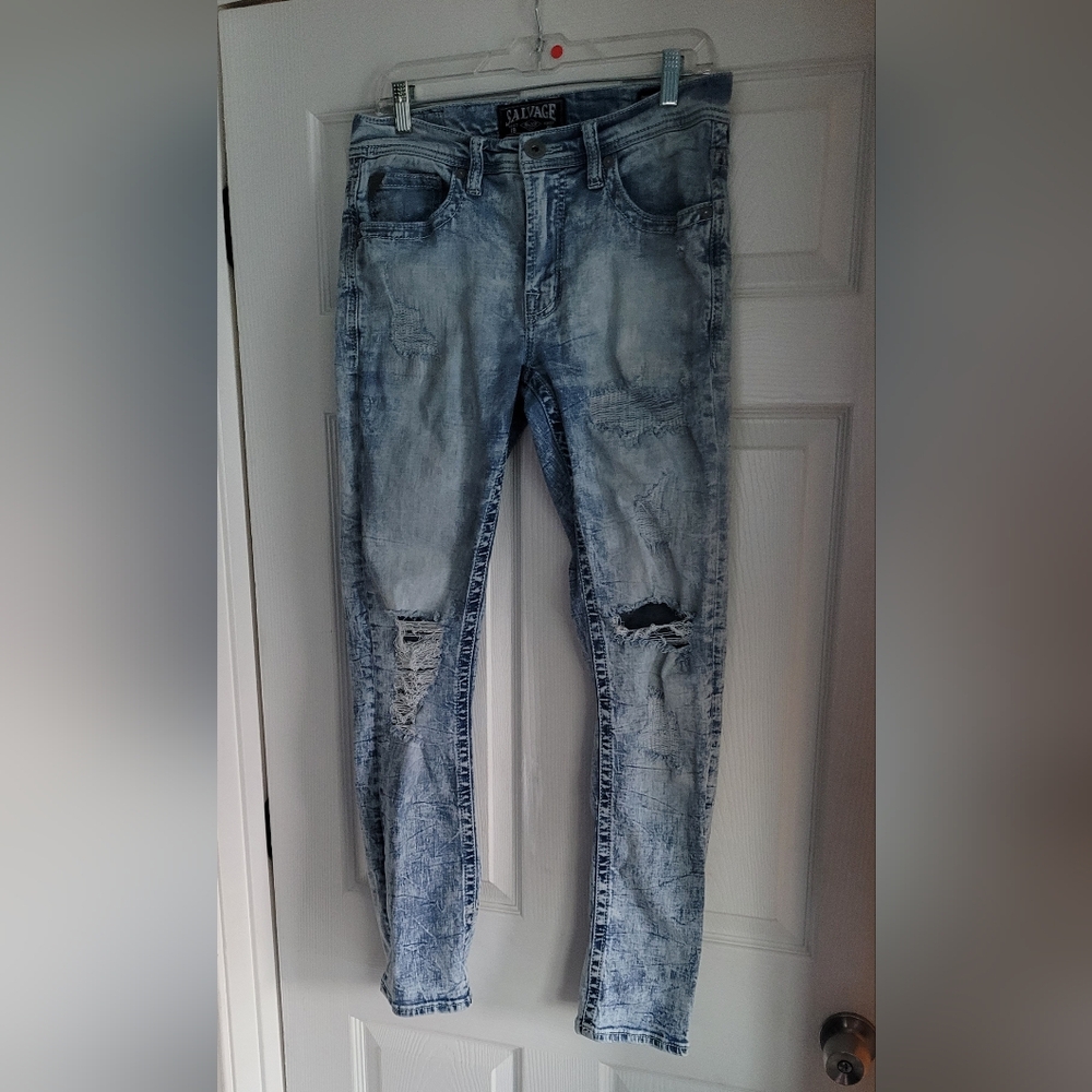 MEN'S SALVAGE JEANS FROM BUCKLE,Light Blue Sz 32 Regular Slim Fit. READ POST. - Picture 2 of 15